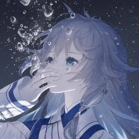  动漫女头蓝色系手绘女生头像壁纸