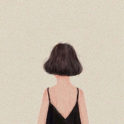 女生背影头像手绘图片