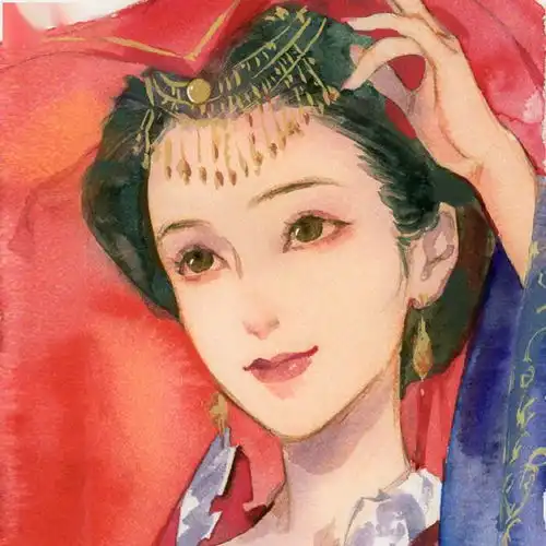  水彩古风美人头像爱与被爱同时发生,爱才有意义