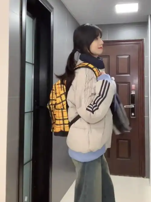  美式潮牌小众复古立领三条杠条纹面包服外套冬季加厚保暖情侣棉衣