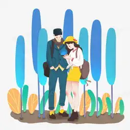  手绘出游主题之情侣查旅行路线的小场景png图片素材免费下载psd格式熊猫办公
