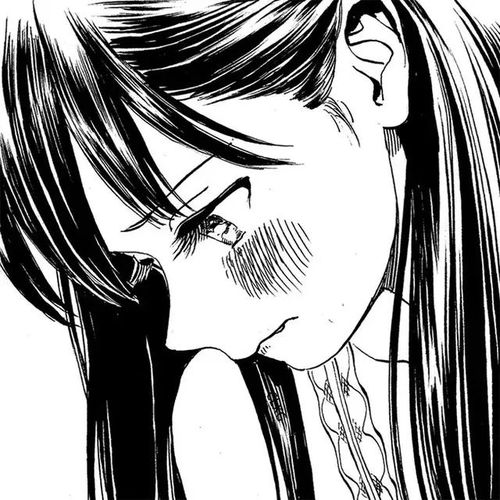  伤感动漫女头︱丧系黑白动漫女生头像